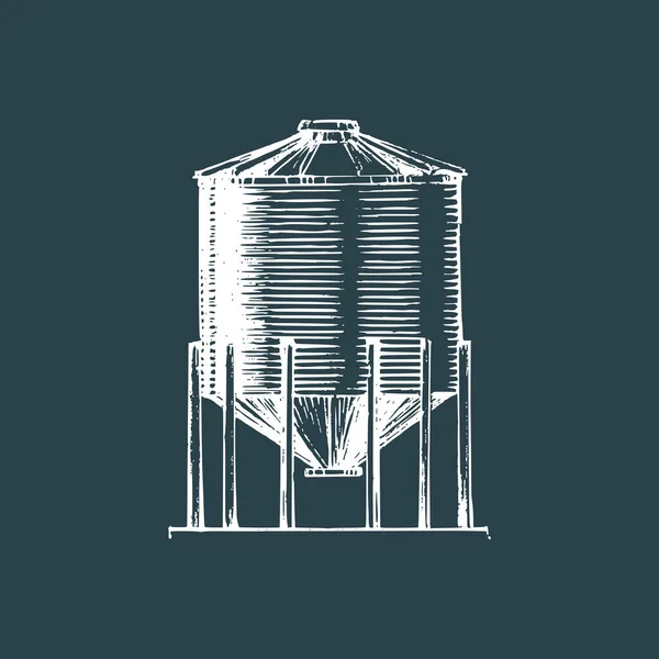 Fazenda tremonha, ilustração desenhada. Esboço em vector. — Vetor de Stock