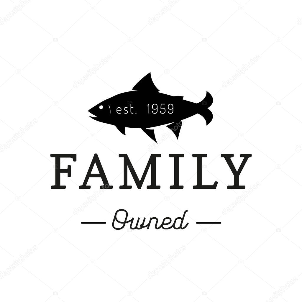 Trout logo with Family Owned lettering in vector.