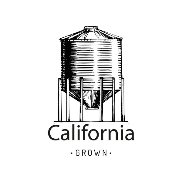 캘리포니아 글씨체가 새겨져 있는 농장 행상인의 로고. — 스톡 벡터