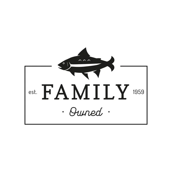 Trout logo with Family Owned lettering in vector. — Stock Vector