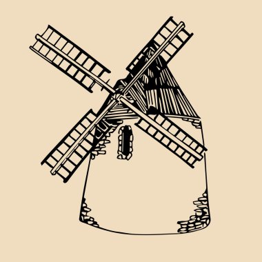 illustration of traditional windmill clipart