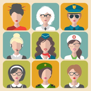 Farklı mesleklerden kadın app kümesi