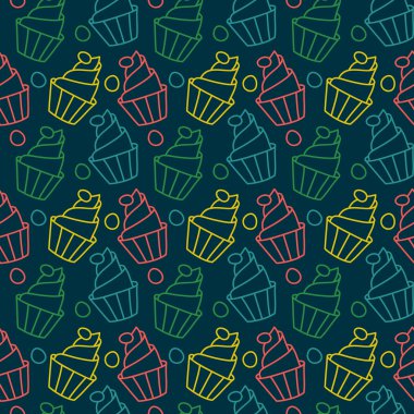 şeker cupcakes seamless modeli.