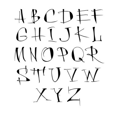 El yazısı kaligrafi siyah alfabesi