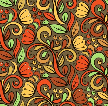 Seamless pattern in khokhloma style clipart