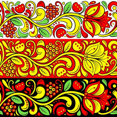 Seamless pattern in khokhloma style clipart