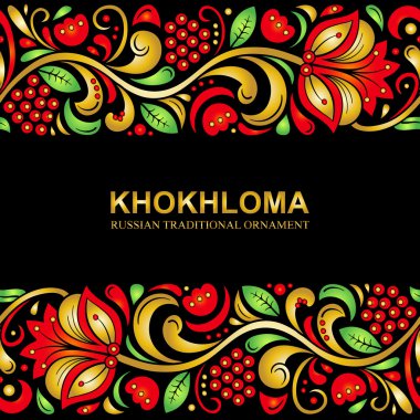 Khokhloma tarzı seamless modeli