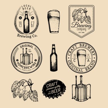 vintage bira logo kümesi