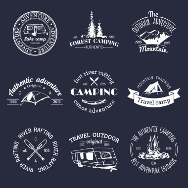 Set of vintage camping logo clipart