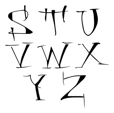 El yazısı kaligrafi siyah alfabesi