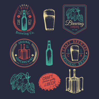 vintage bira logo kümesi