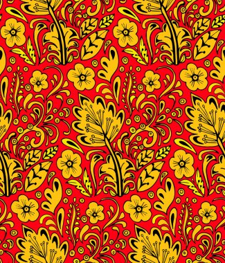 Seamless pattern in khokhloma style clipart