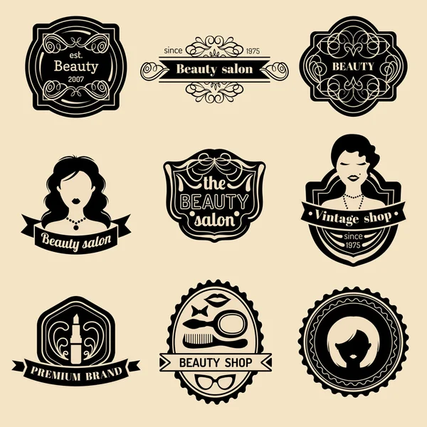 Набір жіночого логотипу салону краси — стоковий вектор