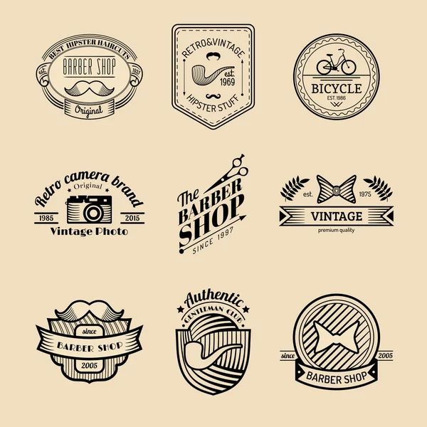 Set of vintage hipster logo. — Stock Vector