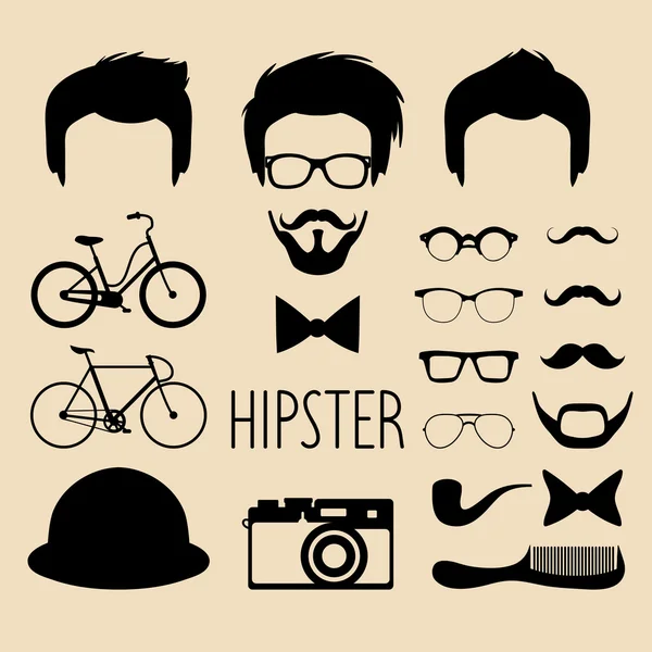 Homens diferentes hipster cortes de cabelo —  Vetores de Stock