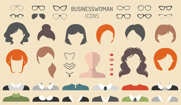 Set of dress up constructor with different businesswomen — Stock Vector