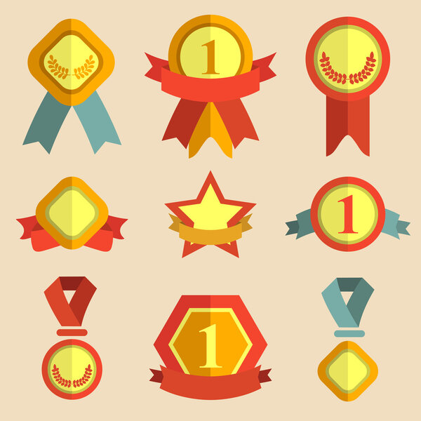 Awards medals icons set