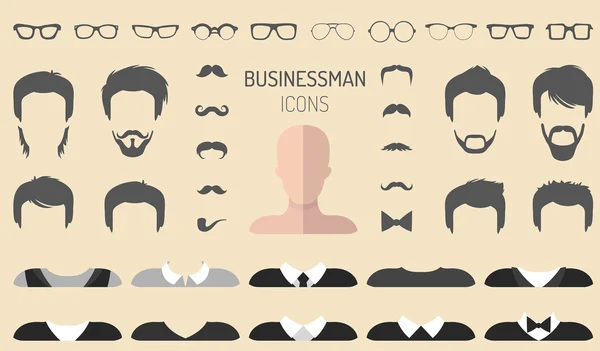 Set of dress up constructor with different businessmen — Stock Vector