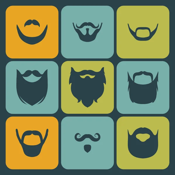 Conjunto de homens diferentes barba, bigode —  Vetores de Stock