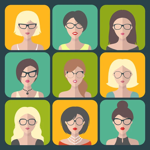 Set of different haircuts women — Stock Vector