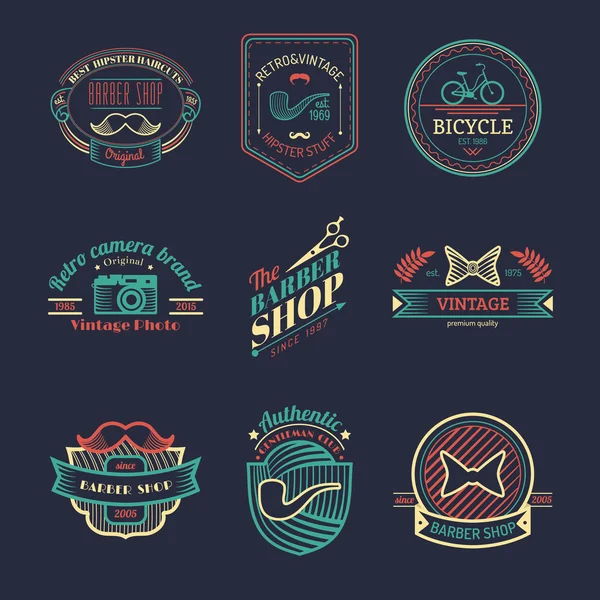 Set of vintage hipster logo — Stock Vector