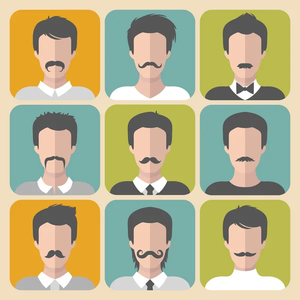 Ensemble de différents homme avec moustache — Image vectorielle