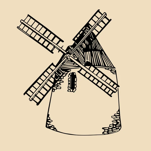 Illustratie van traditionele windmolen — Stockvector