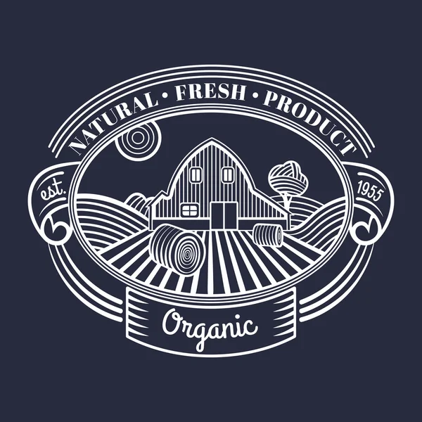 Logotipo de gravação fresca retro farm — Vetor de Stock