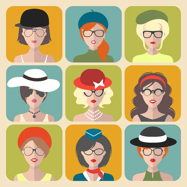 Set van verschillende vrouwen app pictogrammen — Stockvector