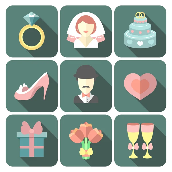 Conjunto de iconos de moda boda aplicación — Vector de stock