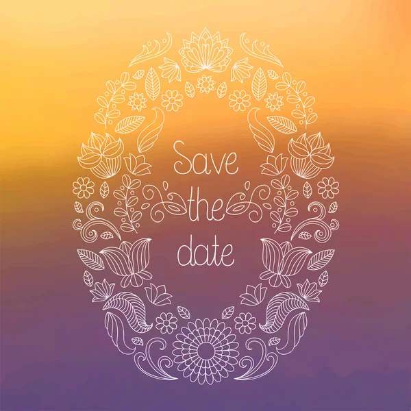 Carte d'invitation de mariage dans un cadre floral — Image vectorielle