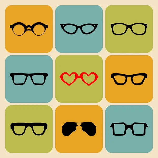 Serie grande di icone di occhiali da sole diversi — Vettoriale Stock