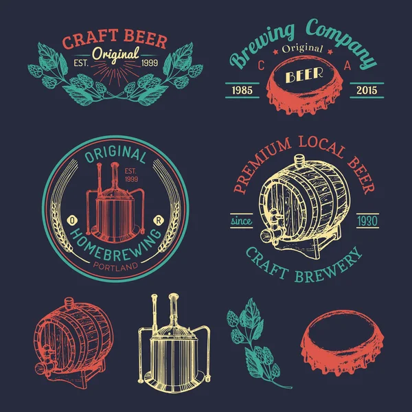 Conjunto de logotipo de la cervecería vintage — Vector de stock