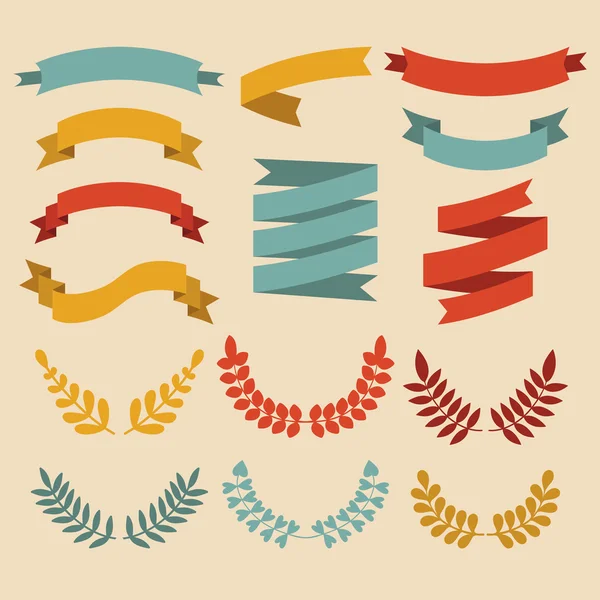 Set of laurels and ribbons — Stock Vector