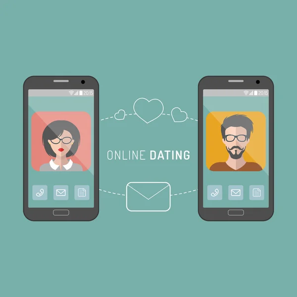 Εικονογράφηση των online dating — Διανυσματικό Αρχείο