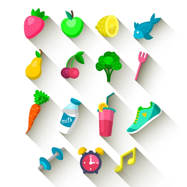 Set of Healthy lifestyle icons — Stock Vector