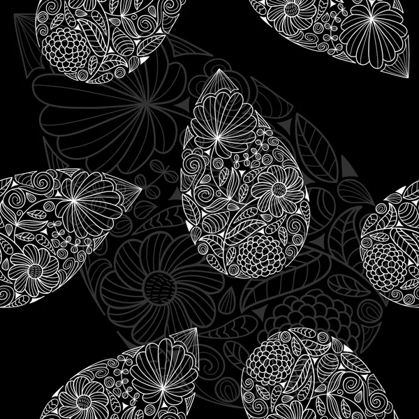 Modèle sans couture paisley noir et blanc — Image vectorielle