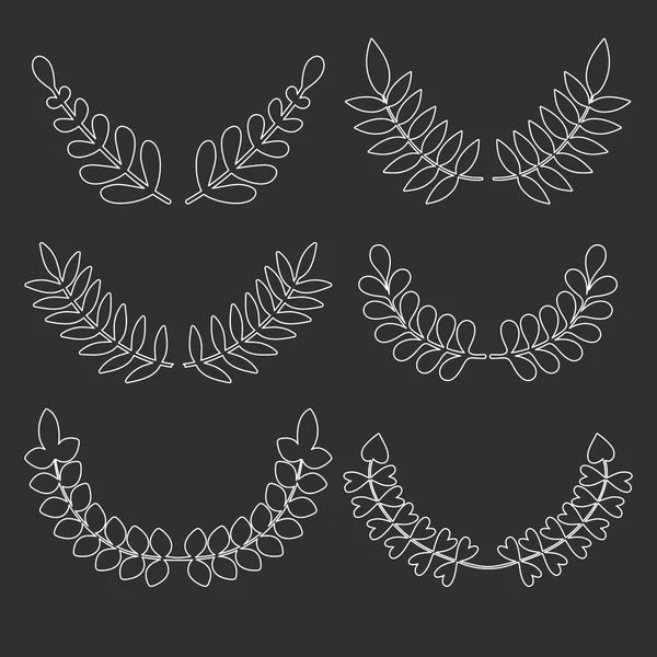 Set of design floral wheat laurels — Stock Vector