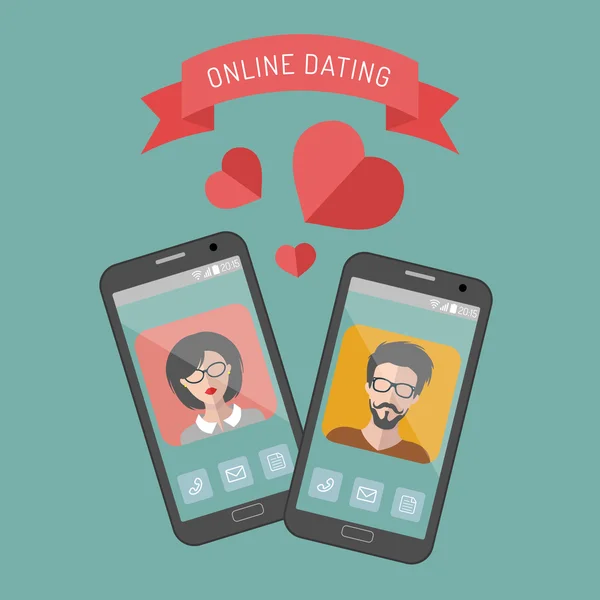 Εικονογράφηση των online dating — Διανυσματικό Αρχείο