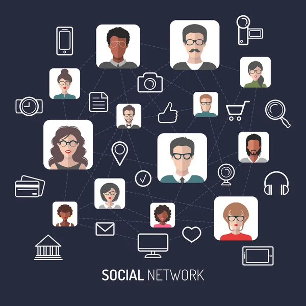 Иллюстрация социальной сети — стоковый вектор