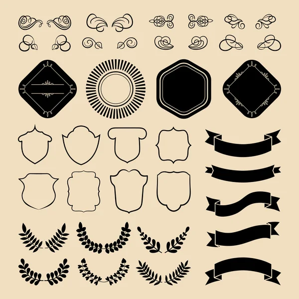 Set of vintage bundle logos with ribbons — Stock Vector