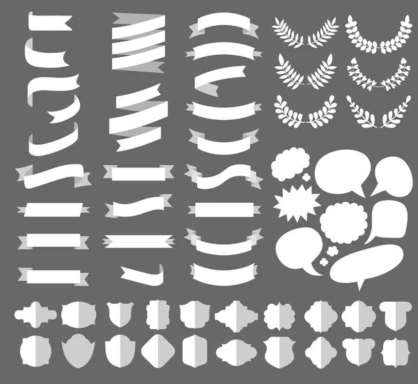 Cintas, laureles, etiquetas y burbujas del habla — Archivo Imágenes Vectoriales