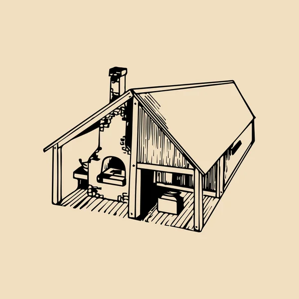 Illustrazione della casa officina del fabbro — Vettoriale Stock