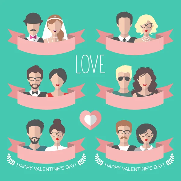 Vintage romantic valentine cards — Stock Vector