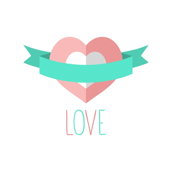 Heart icon with ribbon — Stock Vector