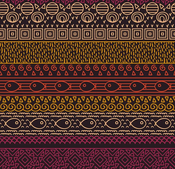 Patrón nativo ornamental a rayas sin costura — Vector de stock
