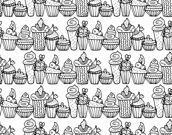 Cupcakes padrão sem costura — Vetor de Stock