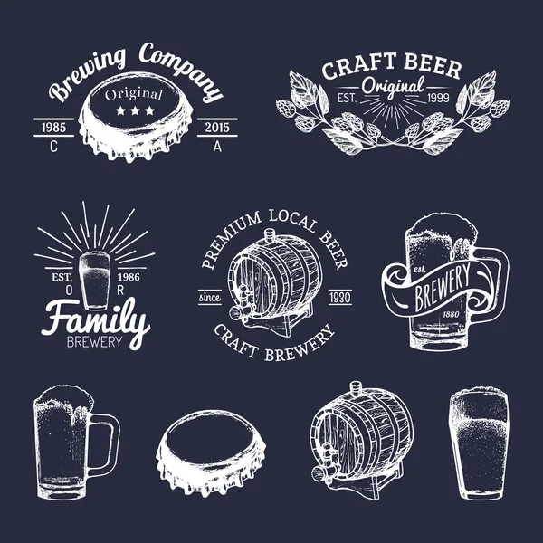 组的老式啤酒标志 — 图库矢量图片