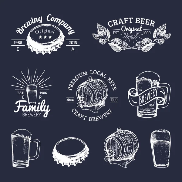 Conjunto de logotipo de la cervecería vintage — Archivo Imágenes Vectoriales