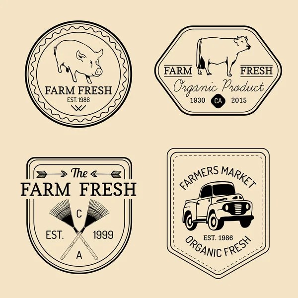 Retro set boerderij verse logo 's — Stockvector
